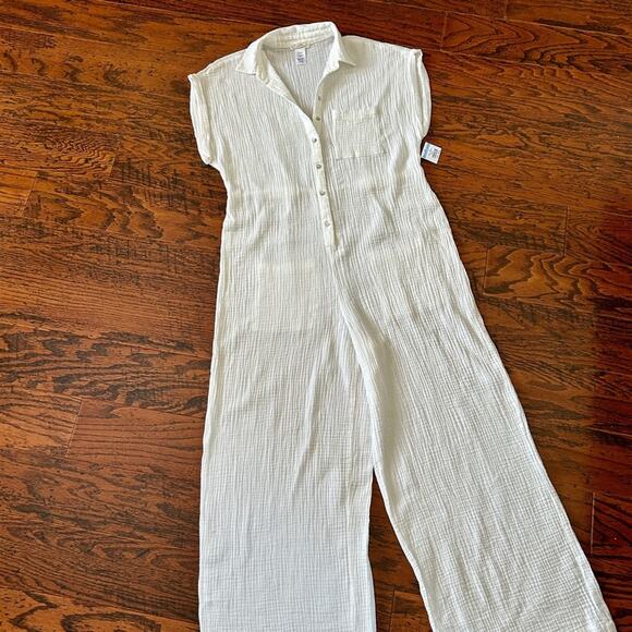 L*Space Stacie Wide Leg Button Front Cotton Utility Jumpsuit Size XL NWT - Picture 9 of 11